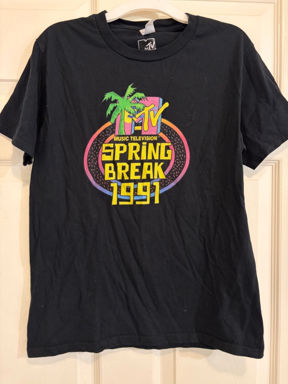 MTV Black Graphic Tee with Colorful Print